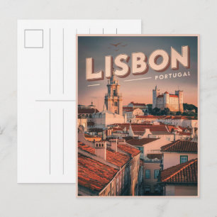 Carte Postale Vintage lisbonne skyline portugal cadeaux de voyag