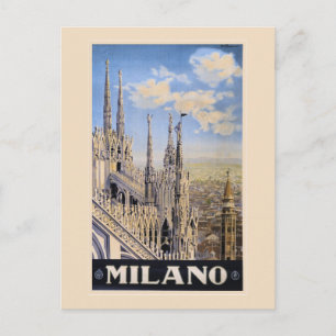 Carte Postale Vintage Litho Travel et Milan Italie