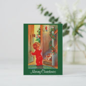 Carte postale Vintage Little Boy & Chien Christmas (Debout devant)