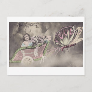 Carte postale vintage Little Girl in Butterfly Cha