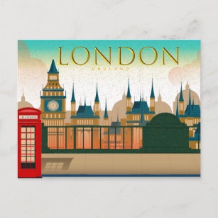 Carte Postale Vintage London England Bridge View & Phone Booth