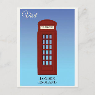 Carte Postale Vintage Londres Angleterre Red Phone Booth Travel