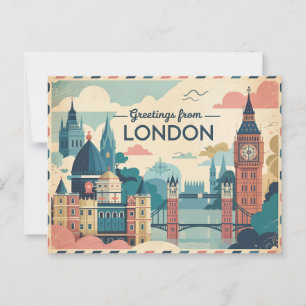 Carte postale vintage Londres   Salutations de Lon