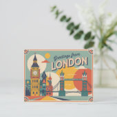 Carte postale vintage Londres | Salutations de Lon (Debout devant)