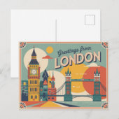 Carte postale vintage Londres | Salutations de Lon (Devant / Derrière)