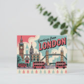 Carte postale vintage Londres | Salutations de Lon (Debout devant)