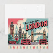 Carte postale vintage Londres | Salutations de Lon (Devant / Derrière)