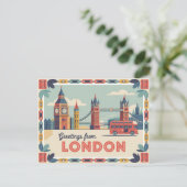 Carte postale vintage Londres | Salutations de Lon (Debout devant)