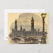 Carte Postale Vintage Londres Voyage Big Ben Parlement (Devant / Derrière)
