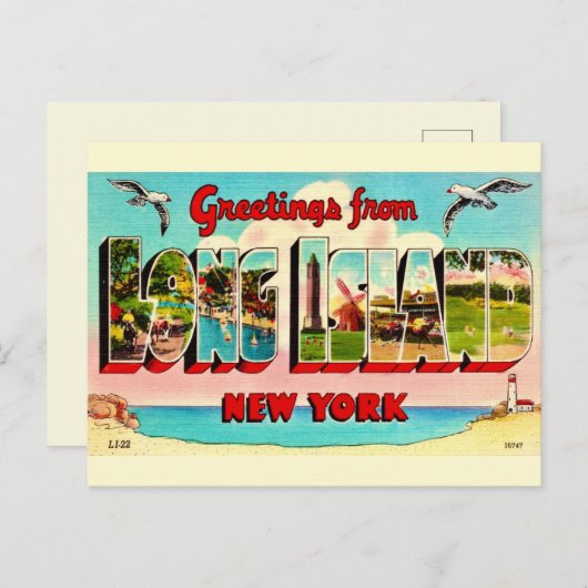 Carte postale vintage Long Island (Devant / Derrière)