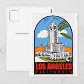 Carte Postale Vintage Los Angeles City Hall (Devant / Derrière)
