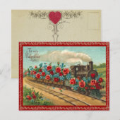 Carte postale vintage Love Train Valentine (Devant / Derrière)