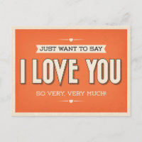 Carte postale vintage Love You Orange Grunge