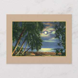 Carte Postale Vintage Lune vue sur la plage Miami Beach
