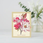 Carte Postale Vintage Magnolia rose Fleurs blanches (Debout devant)