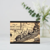Carte postale vintage Maine Coast Map (Debout devant)