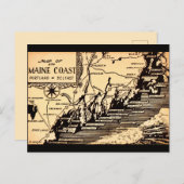 Carte postale vintage Maine Coast Map (Devant / Derrière)