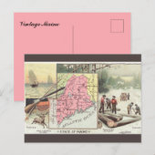 Carte Postale Vintage Maine Map (Devant / Derrière)