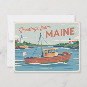 Carte postale vintage Maine Salutations du Maine