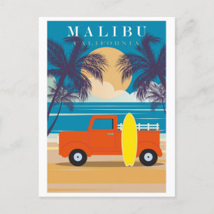 Carte Postale Vintage Malibu California Beach Travel