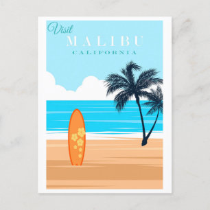 Carte Postale Vintage Malibu California Beach Travel