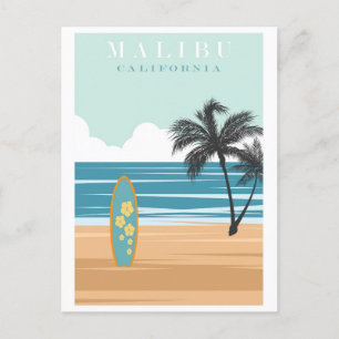 Carte Postale Vintage Malibu California Beach Travel