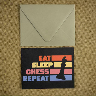 Carte Postale Vintage Manger dormir échecs répéter Chess Pièce