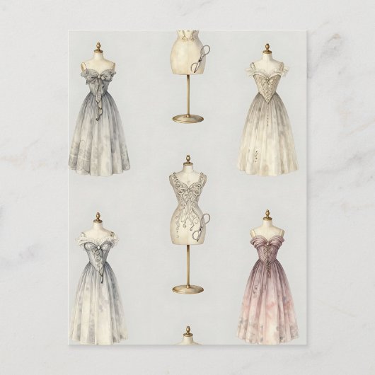 Carte Postale Vintage Mannequin Ballgown Pattern (Devant)