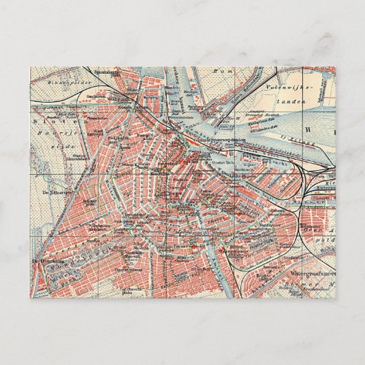 Carte Postale Vintage Map of Amsterdam (1905) (Devant)