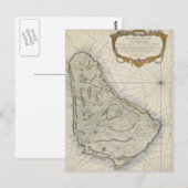 Carte Postale Vintage Map of Barbados (Devant / Derrière)