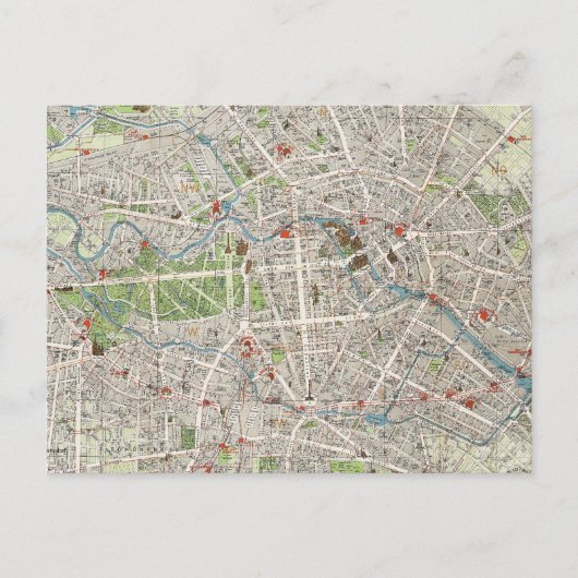 Carte Postale Vintage Map of Berlin Germany (Devant)