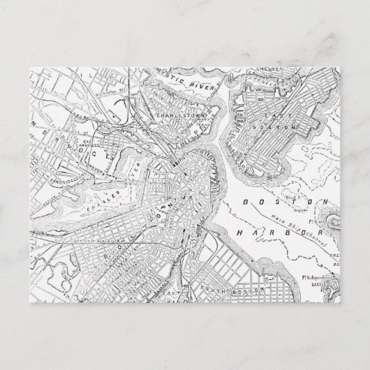 Carte Postale Vintage Map of Boston (Devant)