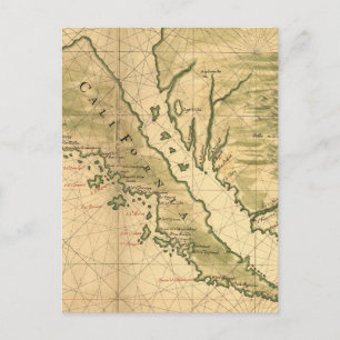 Carte Postale Vintage Map of California