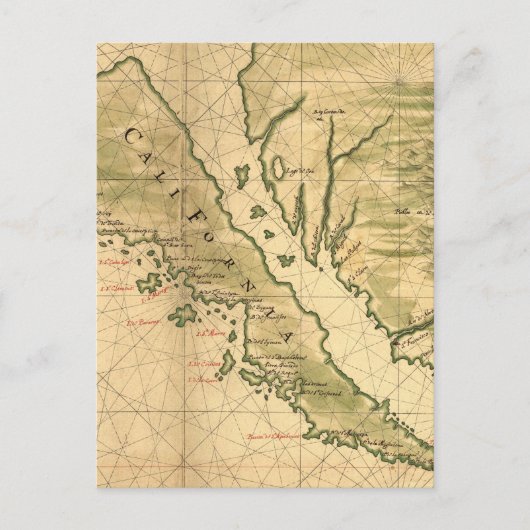 Carte Postale Vintage Map of California (Devant)