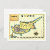 Carte Postale Vintage Map of Cyprus (Devant / Derrière)
