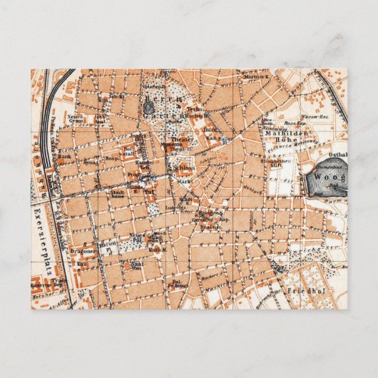 Carte Postale Vintage Map of Darmstadt (Devant)