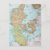 Carte Postale Vintage map of Denmark (Devant)