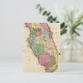 Carte Postale Vintage Map of Florida (1870) (Debout devant)