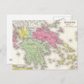 Carte Postale Vintage Map of Greece (Devant / Derrière)