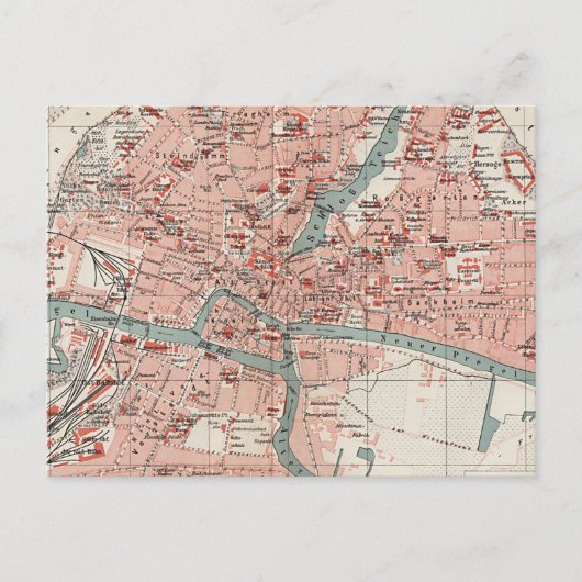 Carte Postale Vintage Map of Königsberg (Devant)
