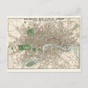 Carte Postale Vintage Map of London England (1853)