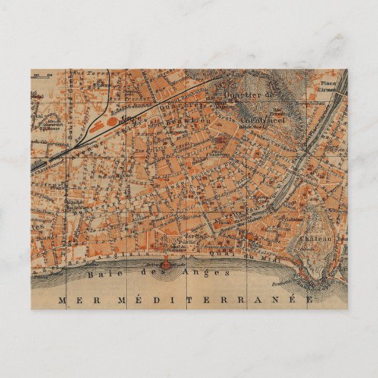 Carte Postale Vintage Map of Nice (Devant)