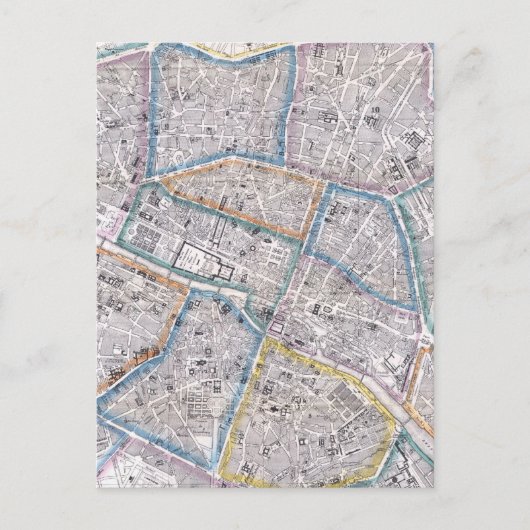Carte Postale Vintage Map of Paris (Devant)