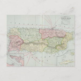 Carte Postale Vintage Map of Puerto Rico