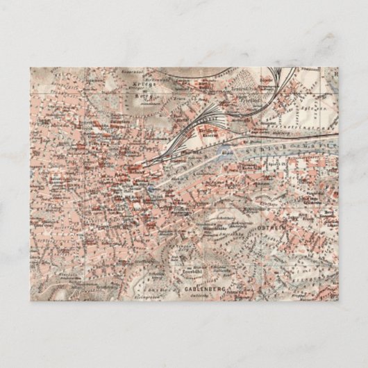 Carte Postale Vintage Map of Stuttgart Germany (Devant)