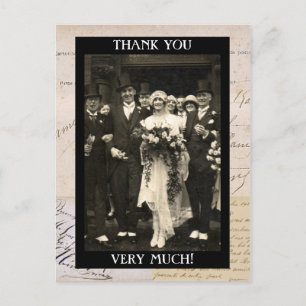 Carte Postale Vintage mariage couple Merci Modèle