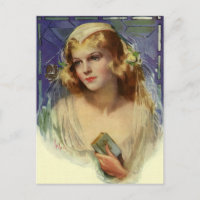 Vintage mariée tenant une Bible, Mariage religieux