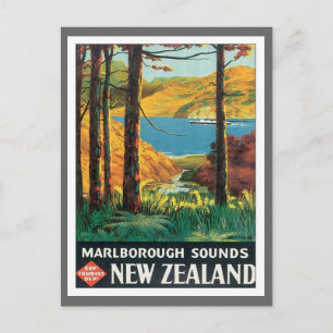 Carte Postale Vintage Marlborough Sounds Nouvelle-Zélande