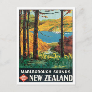 Carte Postale Vintage Marlborough Sounds Nouvelle-Zélande