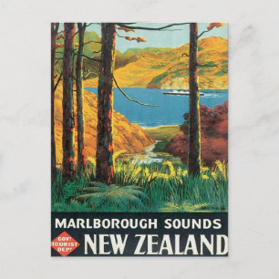 Carte Postale Vintage Marlborough Sounds Nouvelle-Zélande